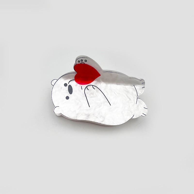 Wholesale New Valentine's Day Acrylic Grab Clip Love Bear Romantic Tonal Cute Girl's Hair Shark Clip